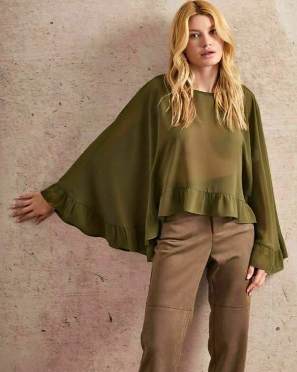 Blusa Capa Chiffon Helene