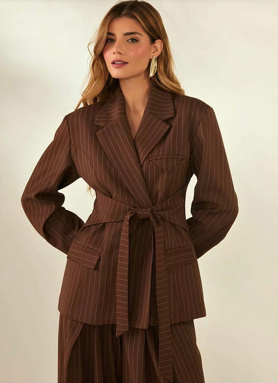 Blazer Risca de Giz Laço