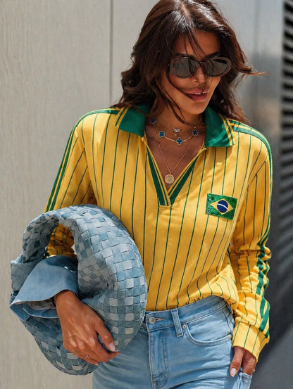 Camisa Polo Listrada Brasil