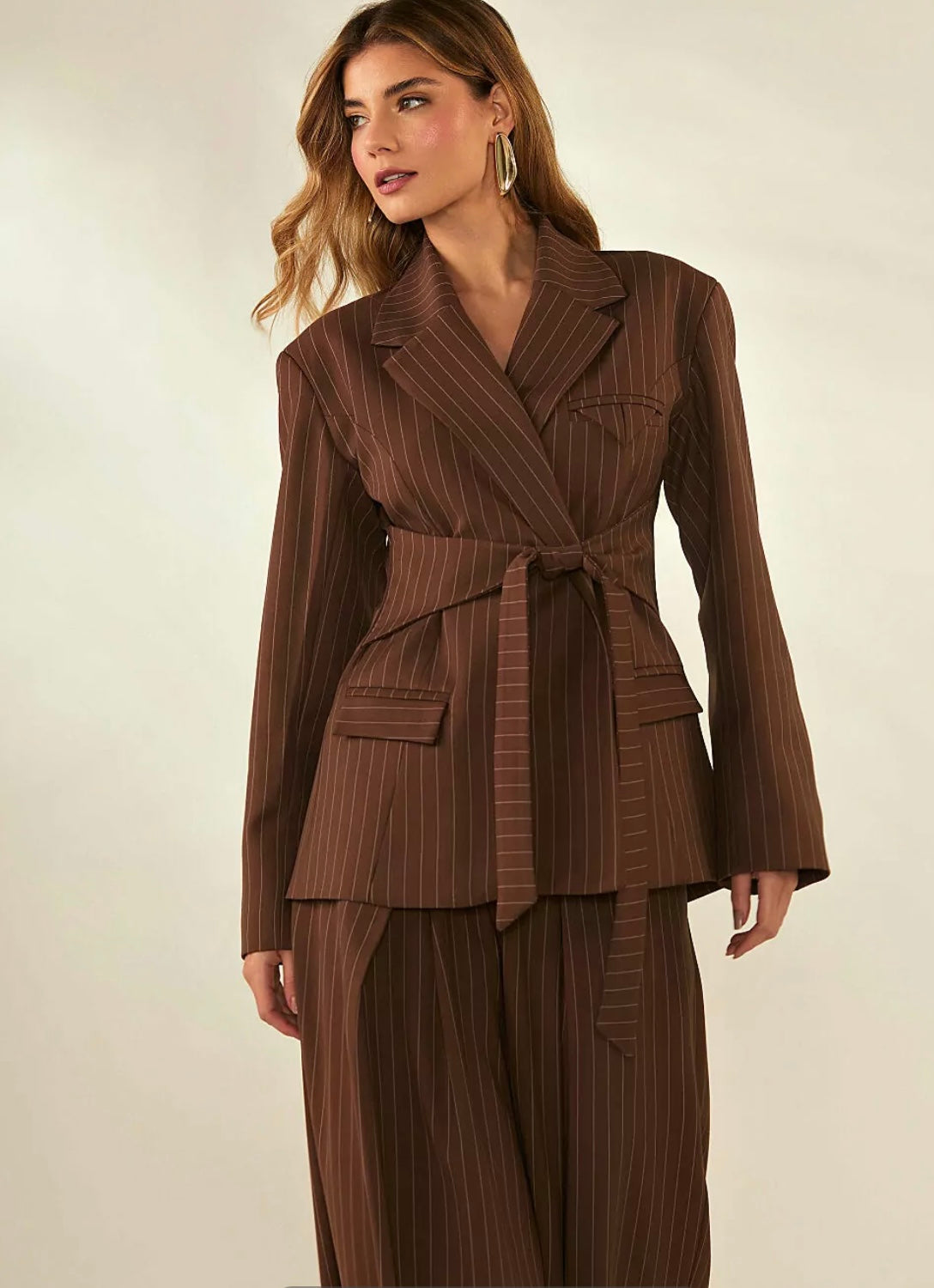 Blazer Risca de Giz Laço